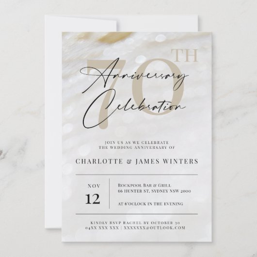 Elegante en klassieke parelstructuur 70-jarig jubi kaart (Voorkant)