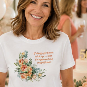Elegante en leuke bloemige 50ste verjaardag T-shir T-shirt
