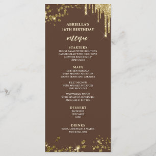 Elegante en leuke bruine en gouden menu