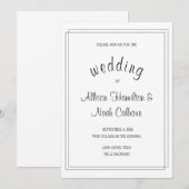 Elegante en minimalistische witte bruiloft uitnodi kaart (Voorkant / Achterkant)
