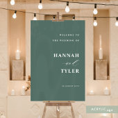 Elegante en moderne bruiloft welkom Deep Green Acryl Bord