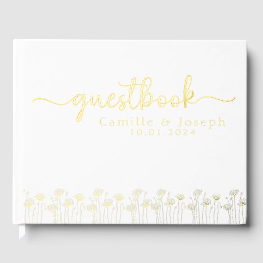 Elegante en moderne gepersonaliseerde bloemen gastenboek (Voorkant)