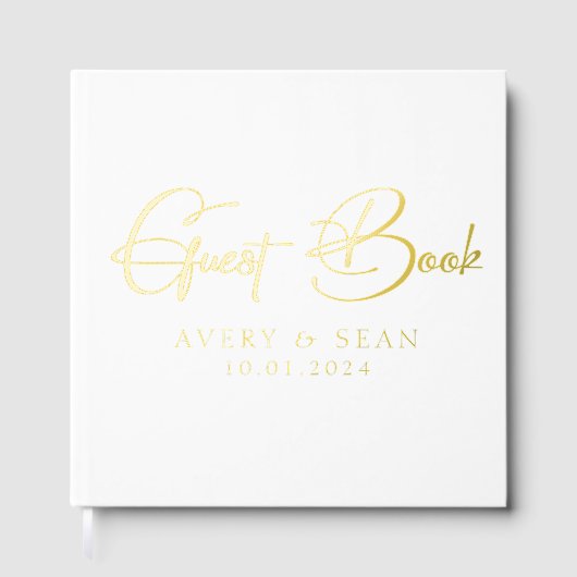 Elegante en moderne gepersonaliseerde zwart en gou gastenboek (Voorkant)