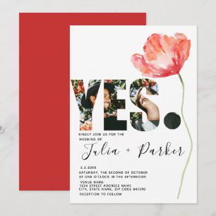 Elegante en moderne papaver rode bruiloft kaart