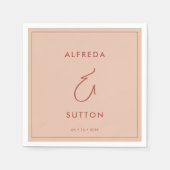 Elegante en moderne perzik bruiloft servet (Voorkant)