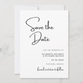Elegante en moderne zwart-wit bruiloft save the date (Voorkant)