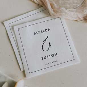 Elegante en moderne zwart-wit bruiloft servet