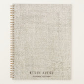 Elegante en rustieke Beige Linnen Textuur Planner (Voorkant)