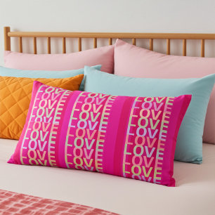 Elegante en Schattigee "LOVE" in Hot Pink en Red Accent Kussen