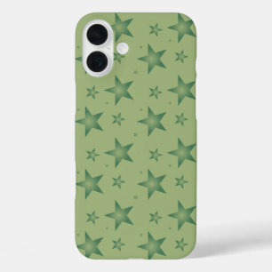 Elegante en stijlvolle olijfsterren op Sage Green iPhone 16 Plus Hoesje