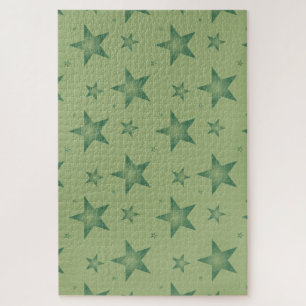 Elegante en stijlvolle olijfsterren op Sage Green Legpuzzel