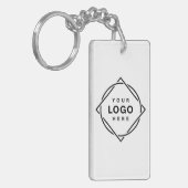 Elegante en strakke zwarte QR-code Sleutelhanger (Voorkant Links)