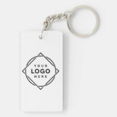 Elegante en strakke zwarte QR-code Sleutelhanger (achterkant)