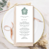 Elegante en tijdloze groene monogram bruiloft menu