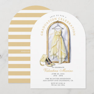 Elegante en Whimsical Gele Jurk Afstuderen Kaart