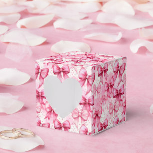 Elegante en Whimsical Roze Coquette Strikjes Lint Bedankdoosjes
