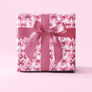 Elegante en Whimsical Roze Coquette Strikjes Lint Cadeaupapier