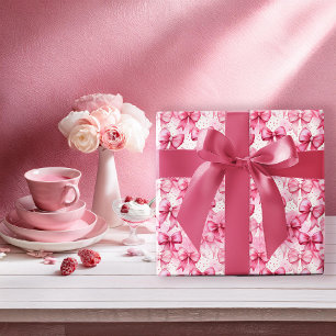Elegante en Whimsical Roze Coquette Strikken Lint Cadeaupapier