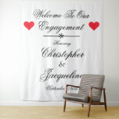Elegante Engagement Party Custom Name Chic Achterg Wandkleed (In situ)