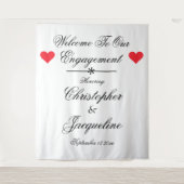 Elegante Engagement Party Custom Name Chic Achterg Wandkleed (Voorkant)