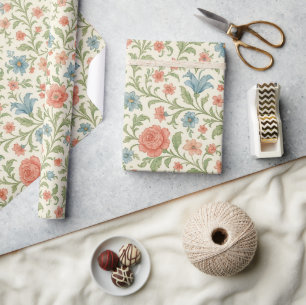 Elegante Engelse Shabby Chic Bloem Kunstpatroon Cadeaupapier