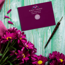 Élégante enveloppe de fleurs d'aquarelle rouge bor