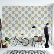 Elegante Erfgoed Vintage Blauw Groen Bloemmotief