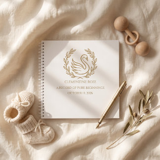 Elegante erfstuk zwaan babysouvenir geheugenboek | notitieboek