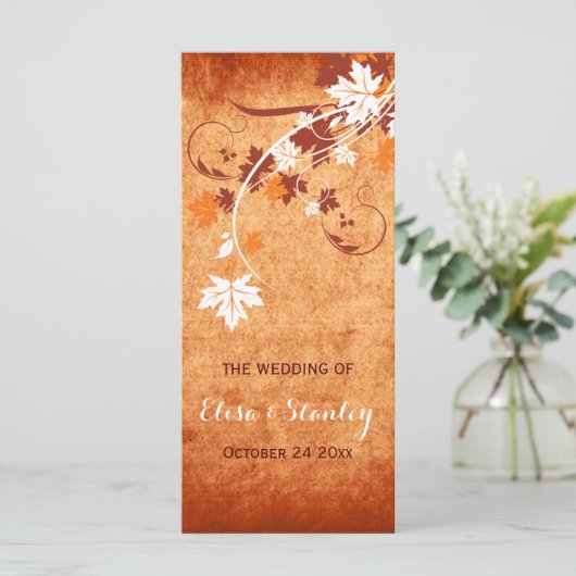 Elegante esdoorn laat sinaasappel vallen trouwprog programma (Staand voorkant)