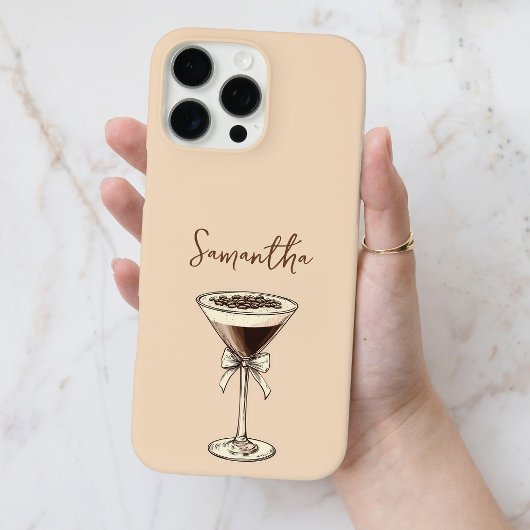 Elegante Espresso Martini Script gepersonaliseerde Case-Mate iPhone Case