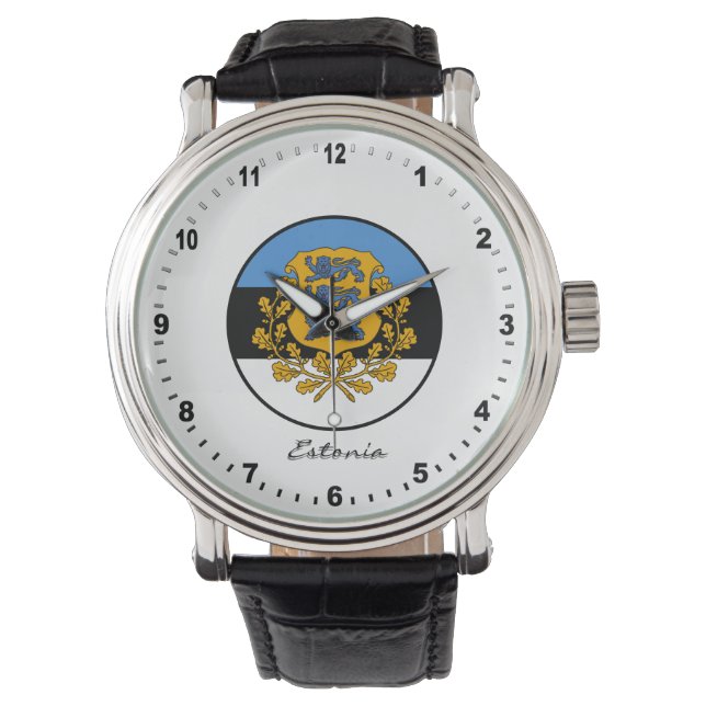 Elégante Estonie Montre & Drapeau Estonien (devant)