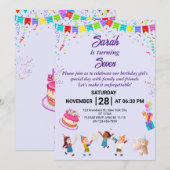 Élégante et amusante carte d'invitation d'annivers (Devant / Derrière)