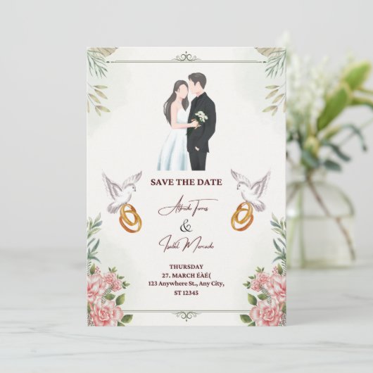 Elégante et belle faire-part de mariage (Debout devant)