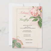 ÉLÉGANTE ET CUTE FLEURS DE MARIAGE ROSE INVITATION (Devant)
