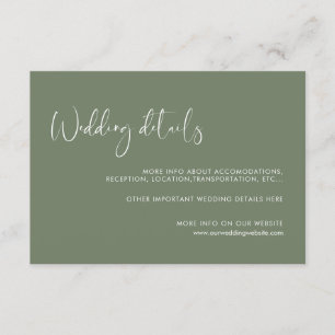 Elégante et moderne sauge foncée carte de détails