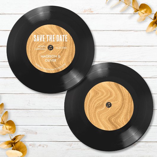 Élégante et unique invitation Save The Date disque