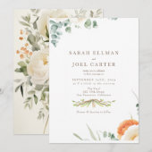 Elegante etherische botanische bruiloft uitnodigin kaart (Voorkant / Achterkant)