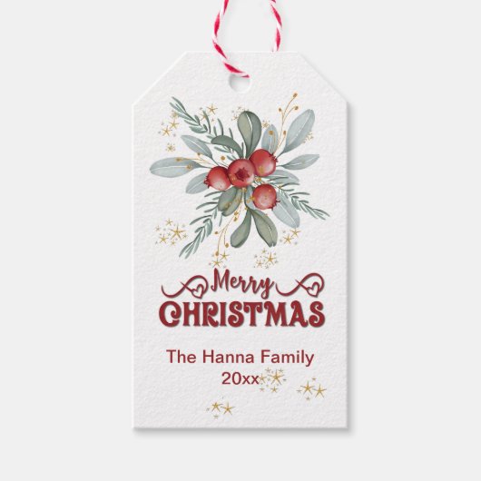 Élégante étiquette cadeau de Noël Berry et Red Mer (Devant)