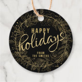 Élégante étiquette cadeau de Noël noir et or (Dos)