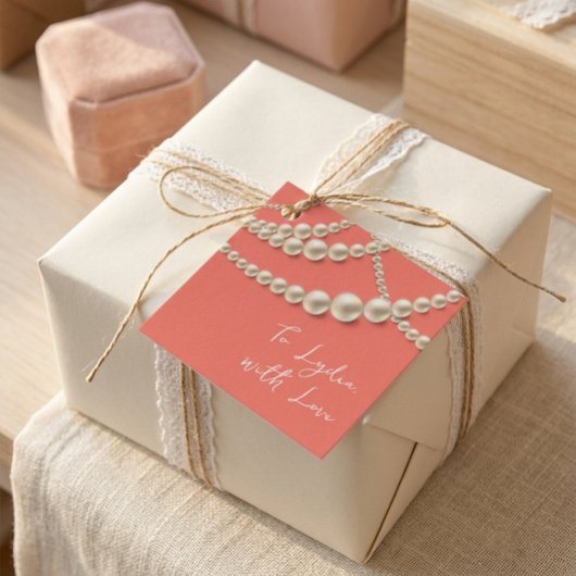 Élégante étiquette cadeau Perle – "À (Nom), Avec A