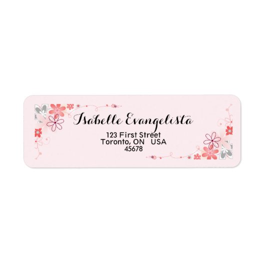 Élégante étiquette d'adresse de retour florale (Devant)