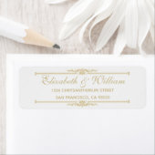 Élégante étiquette d'adresse de retour Gold (En situation)