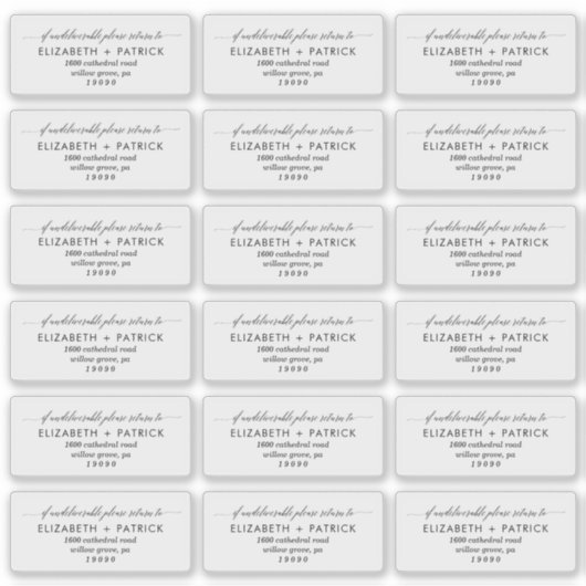 Élégante étiquette d'adresse de retour transparent (Devant)