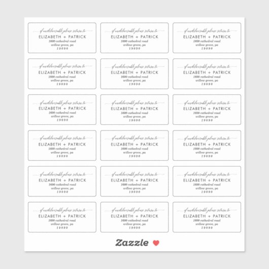 Élégante étiquette d'adresse de retour transparent (Feuille)