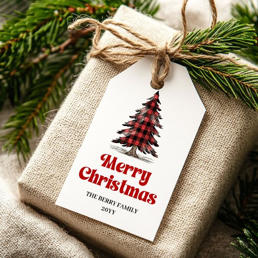 Élégante étiquette de cadeau d'arbre de buffle per