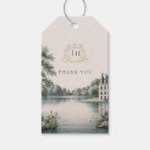 Élégante étiquette de cadeau de mariage à monogram (Devant)