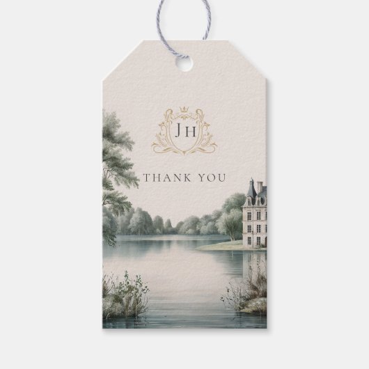 Élégante étiquette de cadeau de mariage à monogram (Devant)