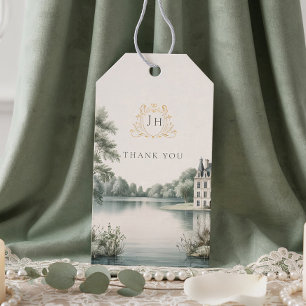 Élégante étiquette de cadeau de mariage à monogram