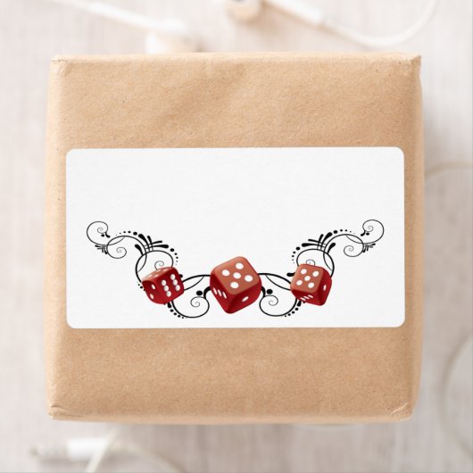 Élégante étiquette de nom avec dés (En situation)