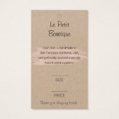 Élégante étiquette de prix de l'habillement Kraft (Dos)